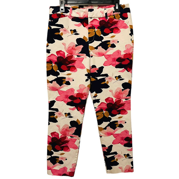Old Navy Pants - Old Navy Pixie High Rise Pants White Pink Floral Size 12